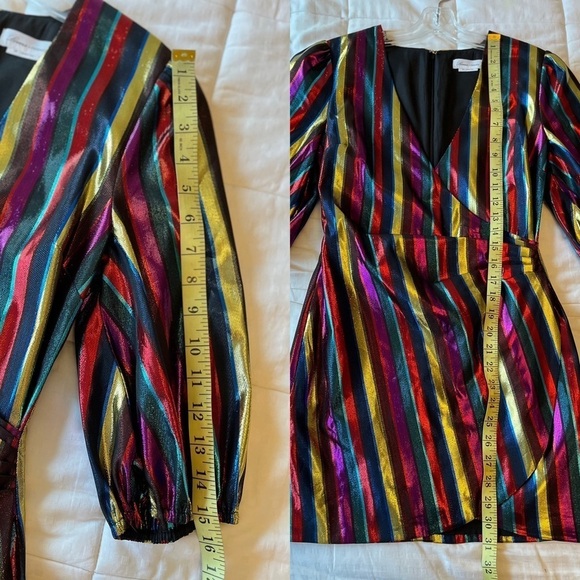 🥤 Lovers + Friends Frida Mini Dress Rainbow Metallic XXS Riverdale Wardrobe - Picture 14 of 16